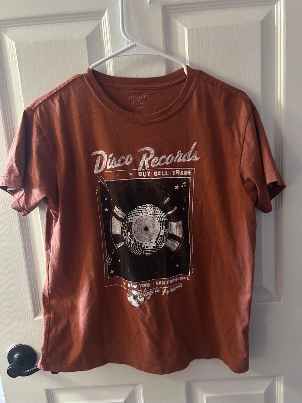 Disco Records Graphic Tee in Rust